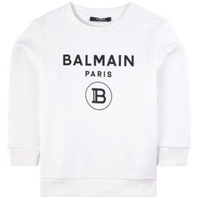Shop Balmain White Logo Sweatshirt