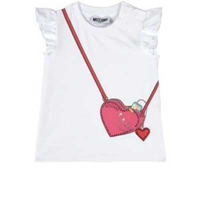 Shop Moschino White Heart Bag And Diamante T-shirt