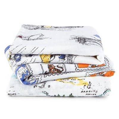 Shop Aden + Anais Pack Of 3 Winnie The Pooh Print Musys In White