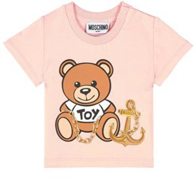 Shop Moschino Pink Bear Anchor Print T-shirt