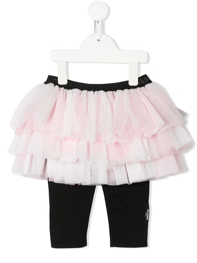 Shop Balmain Tiered Tulle Skirt With Leggings In Pink