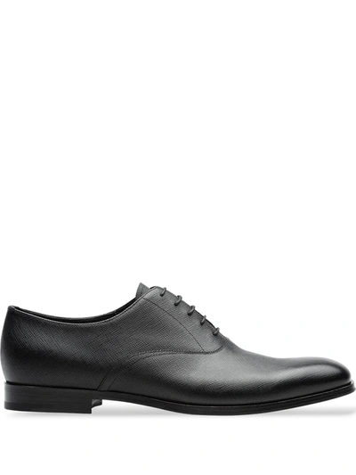 Shop Prada Saffiano Oxford Shoes In Black