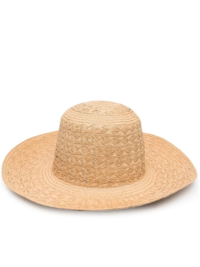Shop Saint Laurent Woven Raffia Hat In Neutrals