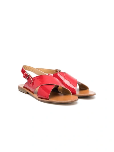 Shop Gallucci Teen Buckled Leather Sandals In Red