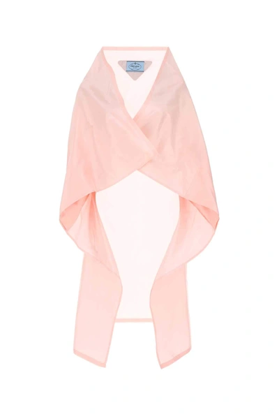 Shop Prada Logo Patch Wrapped Cape In Pink