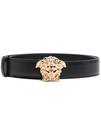 Versace Black Cintura Medusa Logo Belt In Black