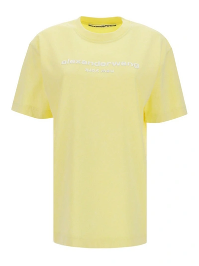 Shop Alexander Wang Logo Embroidery T-shirt In Yellow