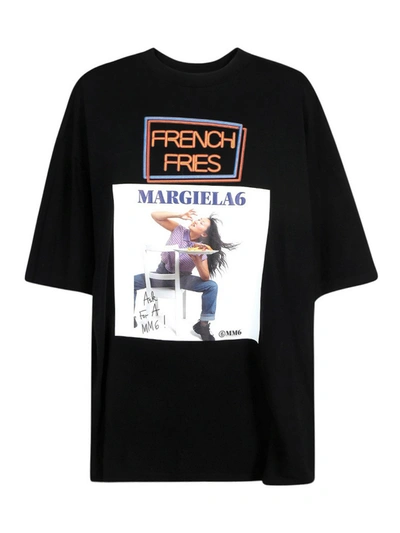 Shop Mm6 Maison Margiela French Fries T-shirt In Black