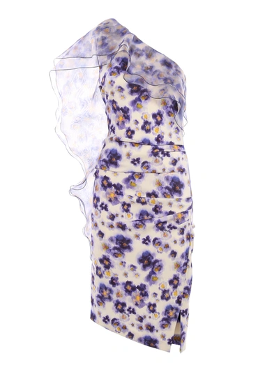 Shop Elisabetta Franchi One Shoulder Ruffled Dress In Light Purple