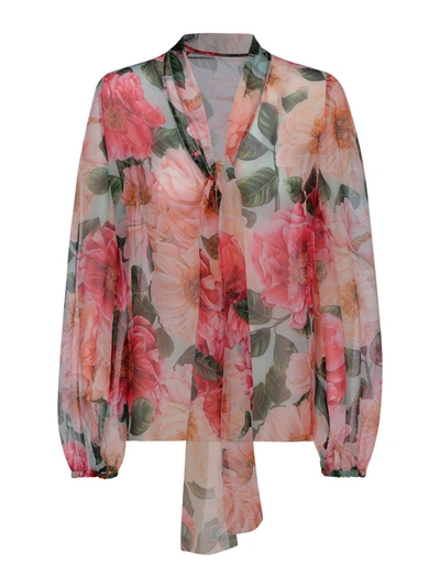 Shop Dolce & Gabbana Floral Patterned Chiffon Shirt In Multicolour