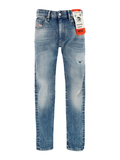 Shop Diesel Straight Leg Faded Jeans In Medium Wash