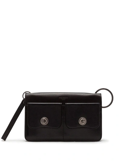 Shop Dolce & Gabbana Logo-embossed Crossbody Leather Bag In Black