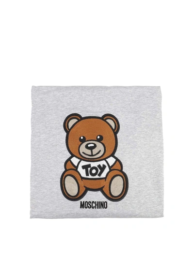 Shop Moschino Teddy Bear Melange Blanket In Grey