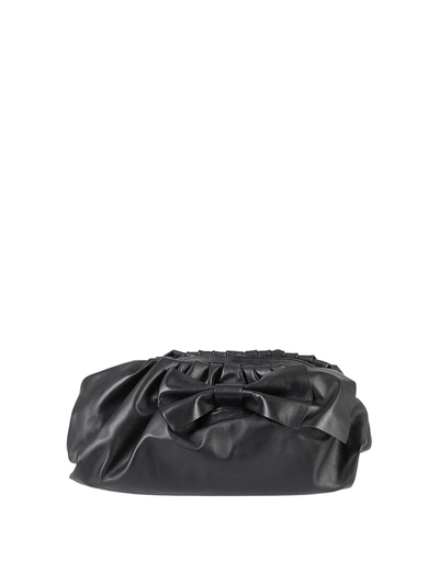 Shop Red Valentino Leather Clutch In Black