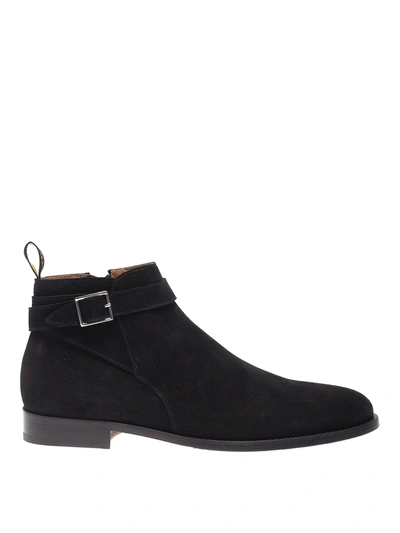 Shop Doucal's Suede Ankle Boots With Strap In Black