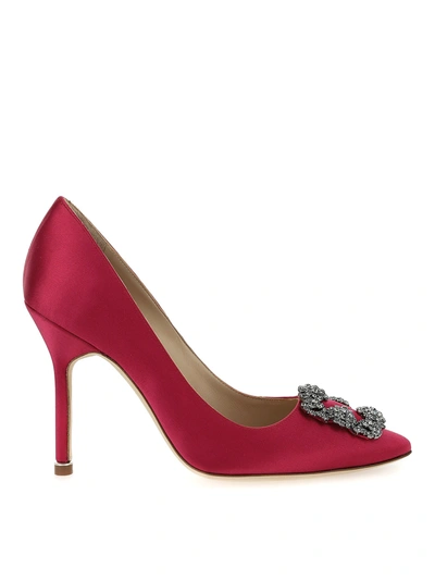 Shop Manolo Blahnik Hangisi Pumps In Dark Pink