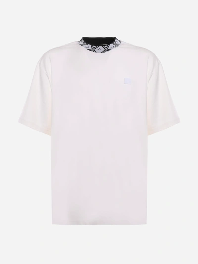 Shop Acne Studios Viscose Blend T-shirt With Jacquard Logo In White