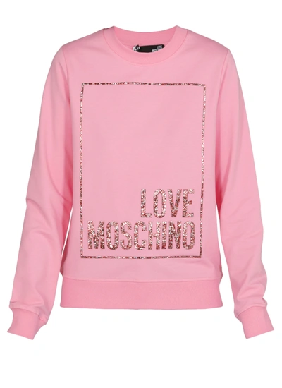 Shop Love Moschino Cotton Sweatshirt In Fuxia