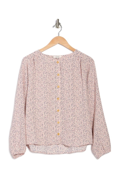 Shop Pleione Ditsy Floral Button Front Blouse In Blush Ditsy