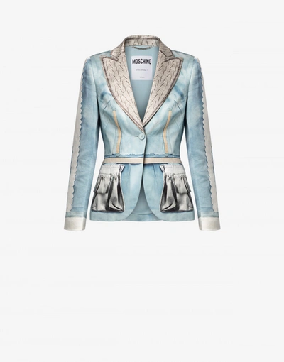 Shop Moschino Inside Out Trompe-l'œil Satin Jacket In Sky Blue