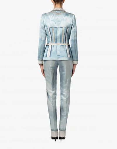 Shop Moschino Inside Out Trompe-l'œil Satin Jacket In Sky Blue