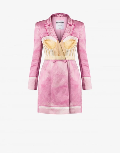 Shop Moschino Robe Manteau Dress Inside Out Trompe-l'œil In Pink