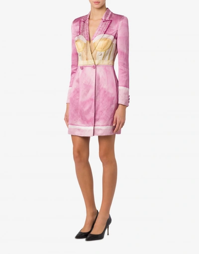 Shop Moschino Robe Manteau Dress Inside Out Trompe-l'œil In Pink