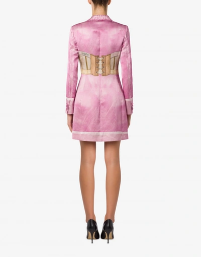 Shop Moschino Robe Manteau Dress Inside Out Trompe-l'œil In Pink