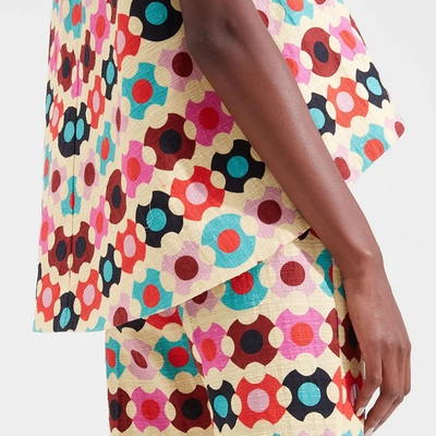 La Doublej Women's La Scala Printed Cotton Top In Groovy Dot Giallo