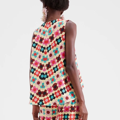 La Doublej Women's La Scala Printed Cotton Top In Groovy Dot Giallo