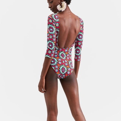 Shop La Doublej Bodysuit Top In Kaleidoscope Fuxia