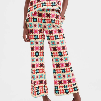 La Doublej Hendrix Printed Cotton Flared Pants In Groovy Dot Giallo