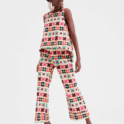 La Doublej Hendrix Printed Cotton Flared Pants In Groovy Dot Giallo