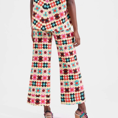 La Doublej Hendrix Printed Cotton Flared Pants In Groovy Dot Giallo