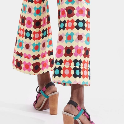 La Doublej Hendrix Printed Cotton Flared Pants In Groovy Dot Giallo