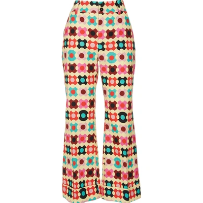La Doublej Hendrix Printed Cotton Flared Pants In Groovy Dot Giallo