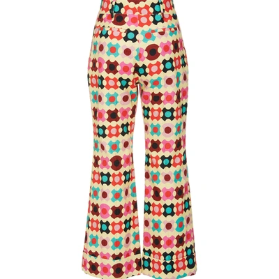 La Doublej Hendrix Printed Cotton Flared Pants In Groovy Dot Giallo