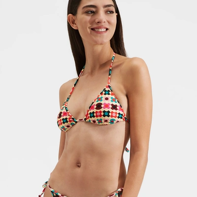 Shop La Doublej Triangle Bikini Top In Groovy Dot Giallo