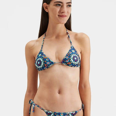 Shop La Doublej Triangle Bikini Top In Kaleidoscope Bluette