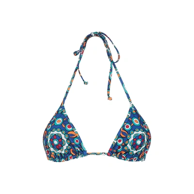 Shop La Doublej Triangle Bikini Top In Kaleidoscope Bluette