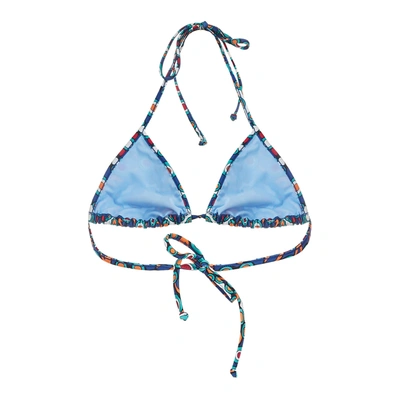 Shop La Doublej Triangle Bikini Top In Kaleidoscope Bluette