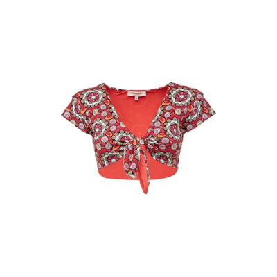 Shop La Doublej Bardot Top In Kaleidoscope Fuxia