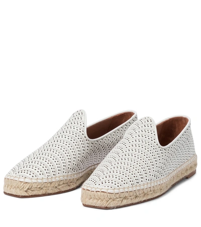 Shop Alaïa Laser-cut Leather Espadrilles In White