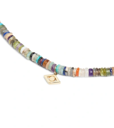 Shop Sydney Evan Evil Eye 14kt Gold Beaded Necklace In Multicoloured