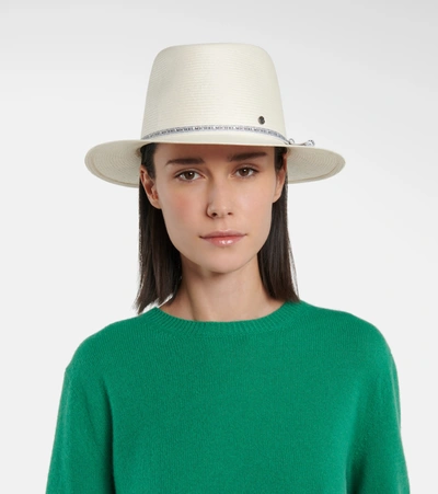 Shop Maison Michel André Straw Trilby Hat In Beige
