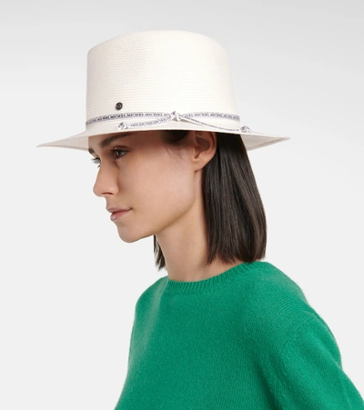 Shop Maison Michel André Straw Trilby Hat In Beige