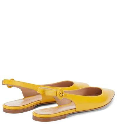 Shop Gianvito Rossi Anna Leather Slingback Flats In Yellow