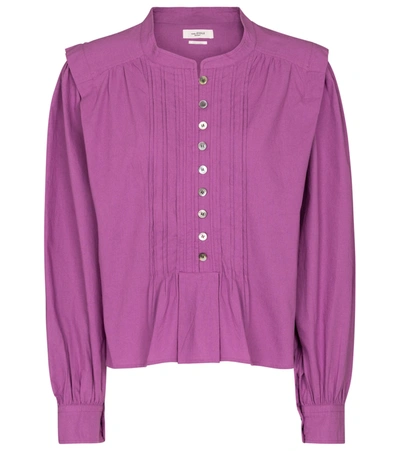 Shop Isabel Marant Étoile Okina Cotton Poplin Blouse In Purple