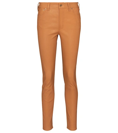 Polo Ralph Lauren High-rise Slim Leather Pants In Brown | ModeSens