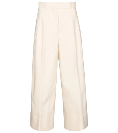 Shop Jil Sander Wide-leg Cotton Gabardine Pants In Beige